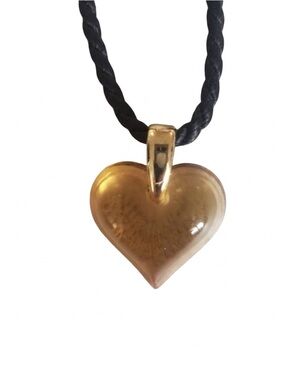 Lalique Amber Crystal Heart Necklace